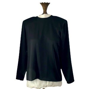 Adrianna Papell Size 8 Black 100% Silk Top